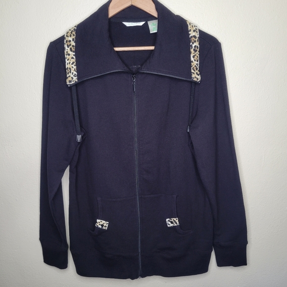 Laura Ashley Tops - Cozy Animal Print Full Zip Sweatshirt, Size M